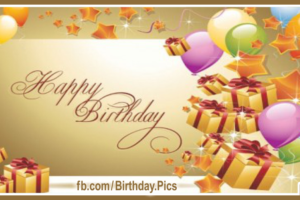 Gold Gift Boxes Balloons Happy Birthday Card Gold Gift Boxes Balloons Happy Birthday Card