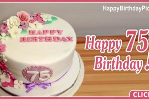 Happy 75th Birthday with Floral Decoration Happy 75th Birthday with Floral Decoration