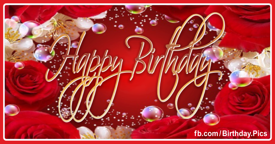 Happy Birthday Wishes and E-Card with Red Rose