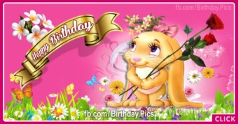 Cute girly bunny birthday card - 612