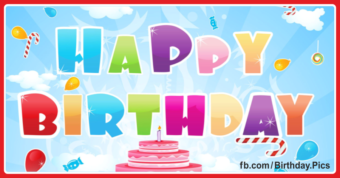 Colorful happy birthday card with pink cake 018