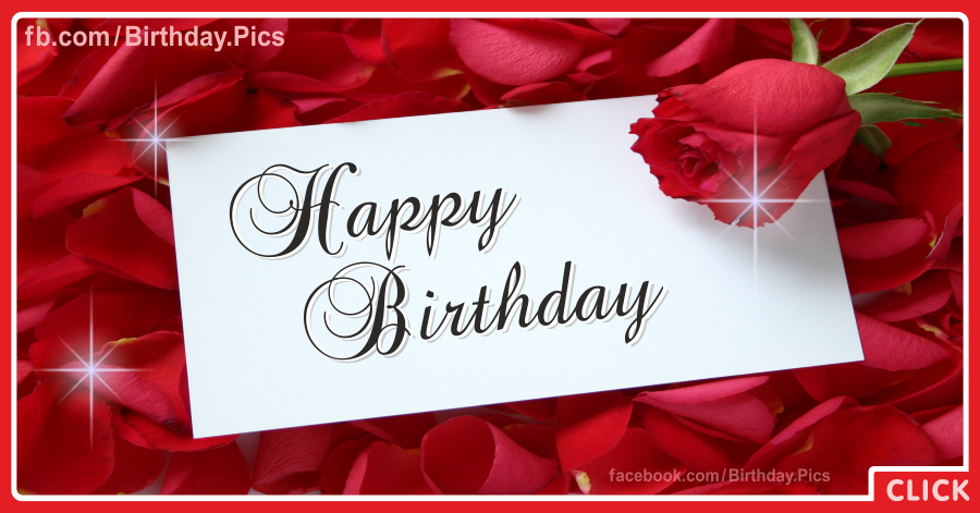 Happy Birthday Wishes with Red Roses in Elegant Style Card