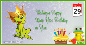 Leap year birthday, 29 February celebration card - 29f001