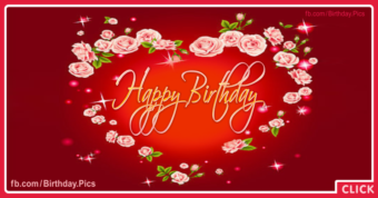 Happy birthday card with rose-heart - 061