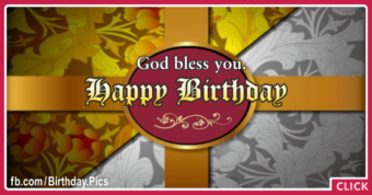 God Bless You Vintage Happy Birthday Card