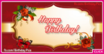 Gold Label Red Roses Happy Birthday Card