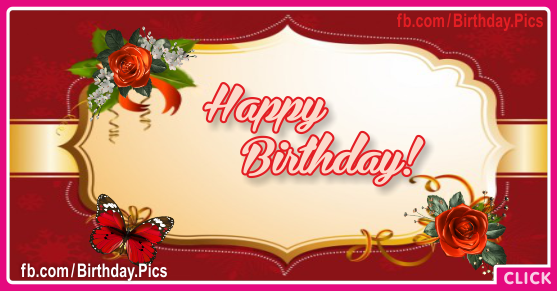 Gold Label Red Roses Happy Birthday Card for celebrating