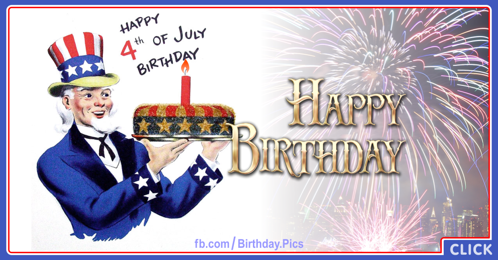 Happy 4th July Birthday Card 16 for celebrating