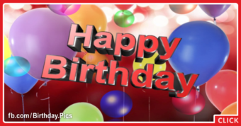 Balloons 3D Text Happy Birthday Card
