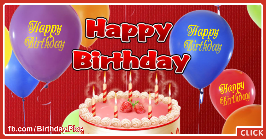 Balloons On Maroon Happy Birthday Card
