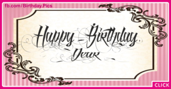 Black White Pink Happy Birthday Card