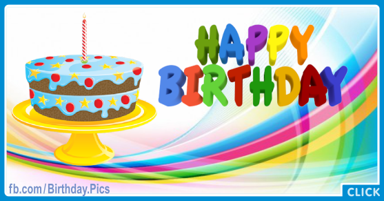 Blue Cake Happy Birthday Card for celebrating