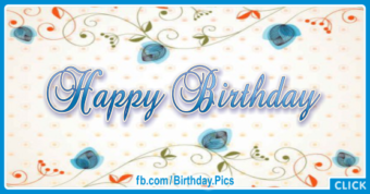 Blue Flowers Drawing Happy Birthday Card