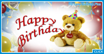 Brown Teddy Bear Happy Birthday Card