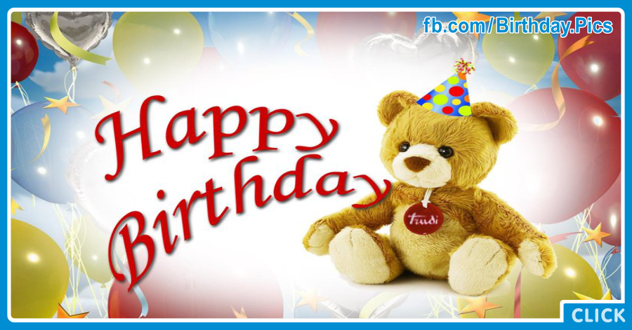 Brown Teddy Bear Happy Birthday Card for celebrating