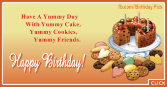 Cake Cookies Yummy Happy Birthday Card