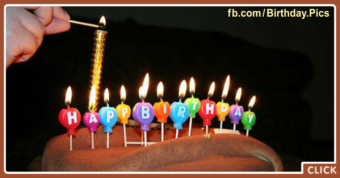 Cake Round Candles Happy Birthday Card