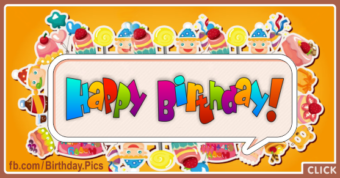 Candy Frame Yellow Happy Birthday Card
