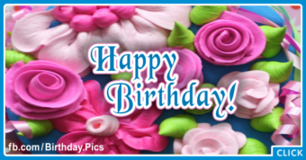 Candy Roses Pink Happy Birthday Card