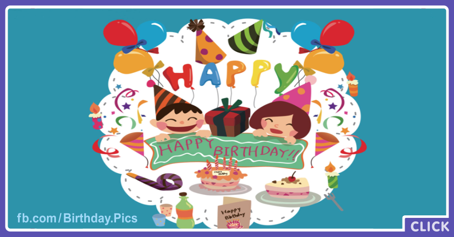 Cheerful Children Happy Birthday Card for celebrating