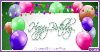 Colored Balloons On Green Birthday Card