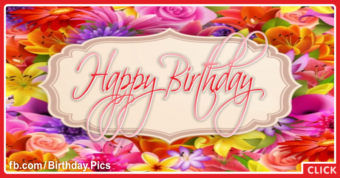 Colorful Flowers Stylish Happy Birthday Card