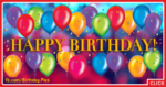 Colourful Balloons Golden Happy Birthday Card