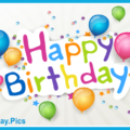Confetti Balloons Blue Happy Birthday Card