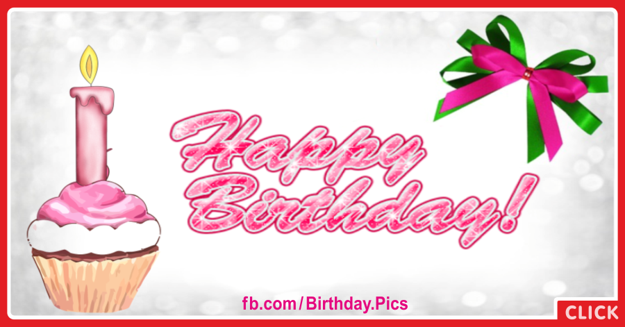 Cupcake With Pink Candle Birthday Card for celebrating