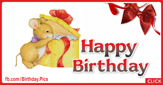 Cute Mouse Gift Box Happy Birthday Card for celebrating