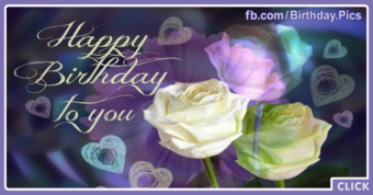 Dark Bg Pastel Flowers Happy Birthday Card