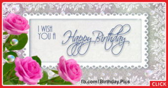 Elegant Pink Roses Happy Birthday Card