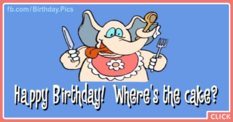 Elephant Where Is The Cake Birthday Card
