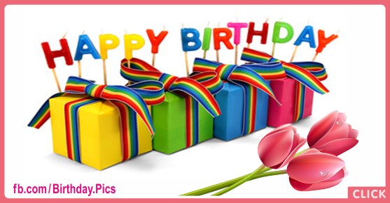 Gift Boxes Tulips Happy Birthday Card for celebrating