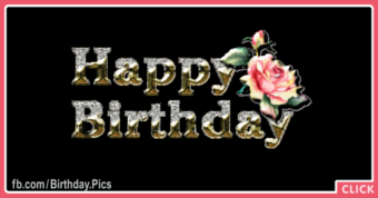 Gold 3D Text Black Happy Birthday Card