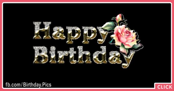 Gold 3D Text Black Happy Birthday Card for celebrating
