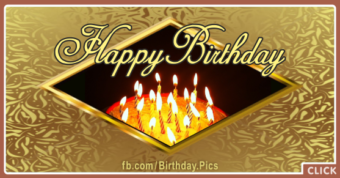 Gold Plate Diamond Window Happy Birthday Card