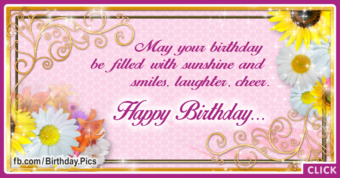 Golden Frame Yellow Flowers Birthday Card