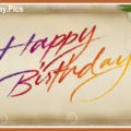 Hand Writing On Beige Happy Birthday Card