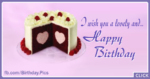 Heart In Cake Happy Birthday Card