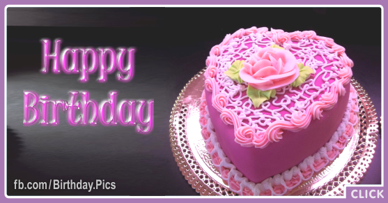 Heart Shaped Pink Cake Happy Birthday Card for celebrating