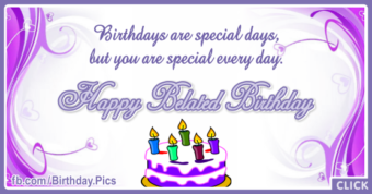 Lilac Color Cake Happy Birthday Card