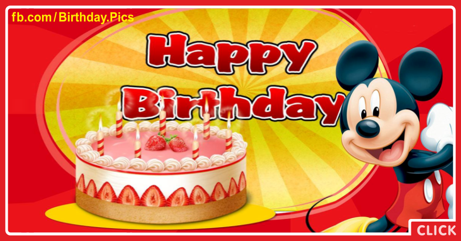 Mickey Mouse Pink Cake Birthday Card