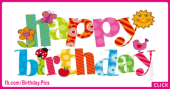 Naive Colorful Text Happy Birthday Card