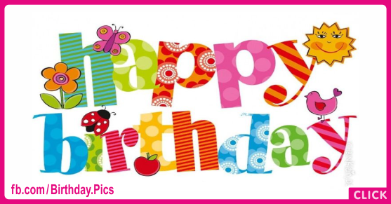Naive Colorful Text Happy Birthday Card for celebrating