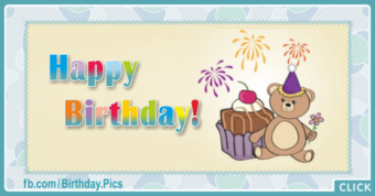 Naive Teddy Bear Happy Birthday Card