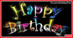 Neon Letters On Black Happy Birthday Card