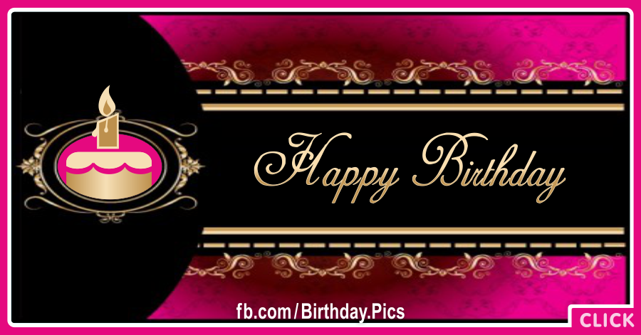 Pink And Black Happy Birthday Card for celebrating