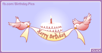 Pink Birds Banner Happy Birthday Card