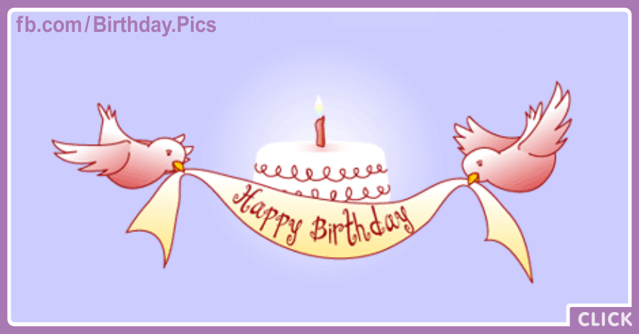 Pink Birds Banner Happy Birthday Card for celebrating